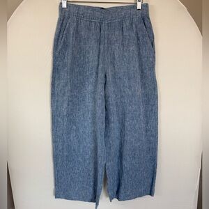 Tahari Essentials Blue 100% Linen Pants